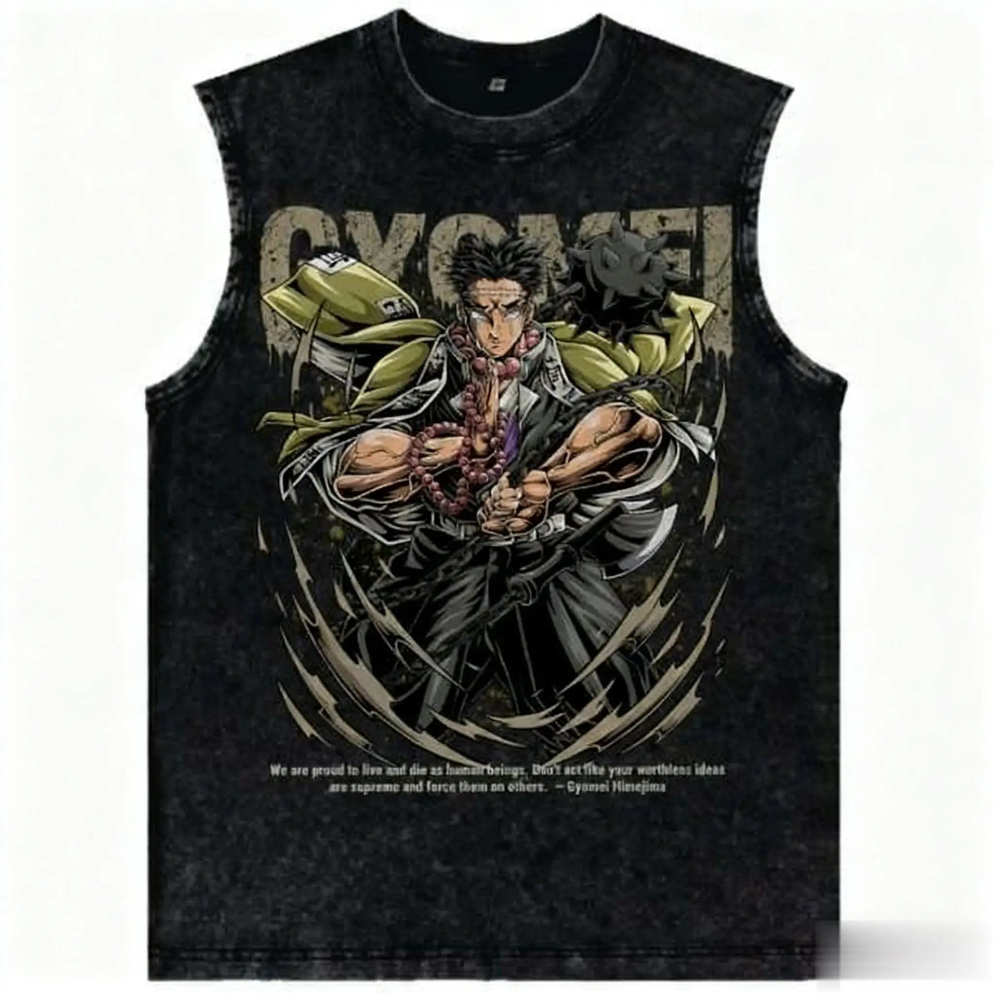 Camiseta Sin Mangas Anime Vintage – Demon Slayer Streetwear Oversize Unisex