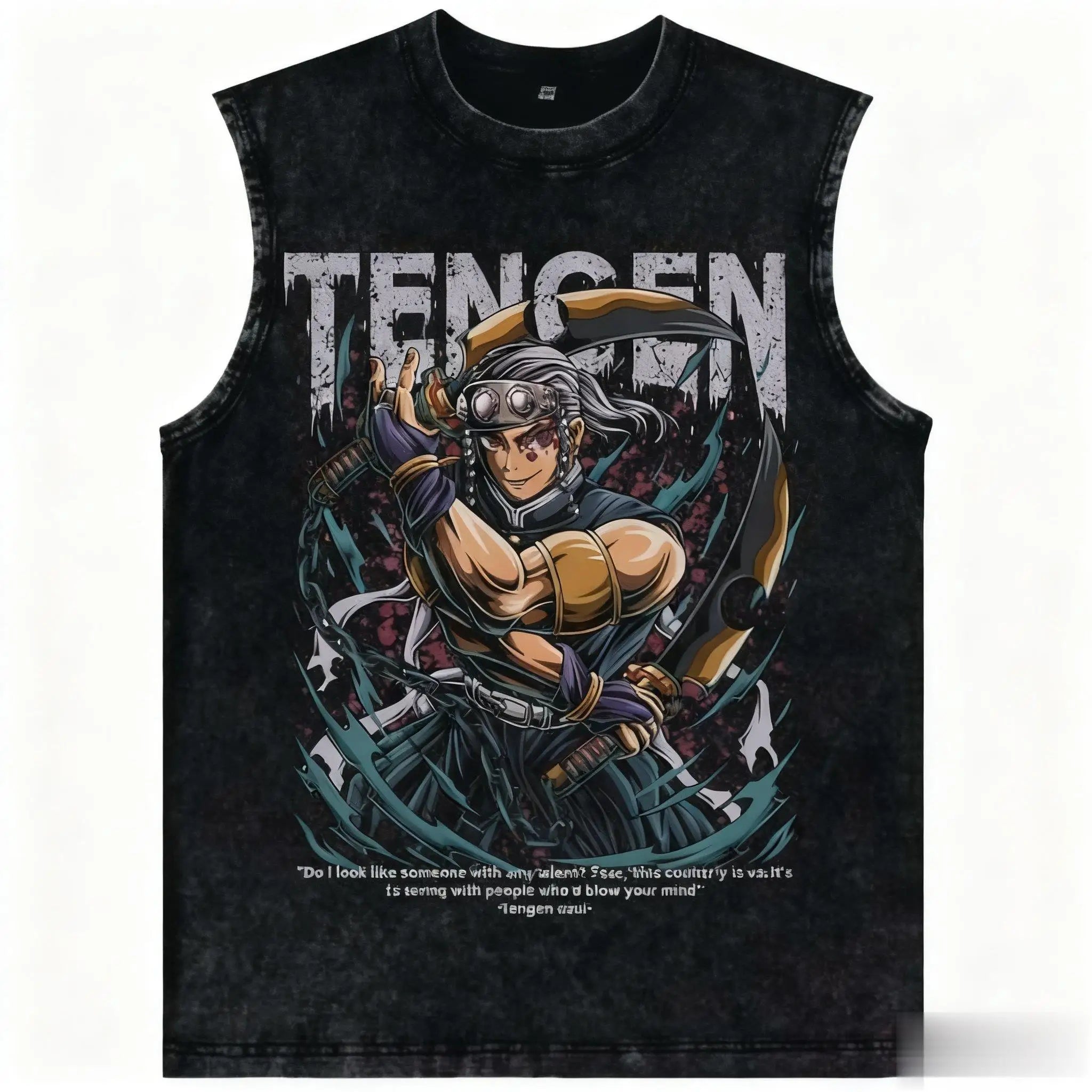 Camiseta Sin Mangas Anime Vintage – Demon Slayer Streetwear Oversize Unisex