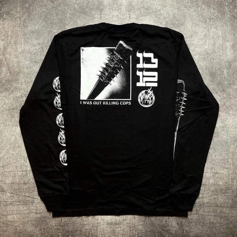 Camiseta Manga Larga Streetwear Y2K – Graphic Punk Tee