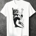 Camiseta Rock Cat Streetwear – Gato con Guitarra Oversize