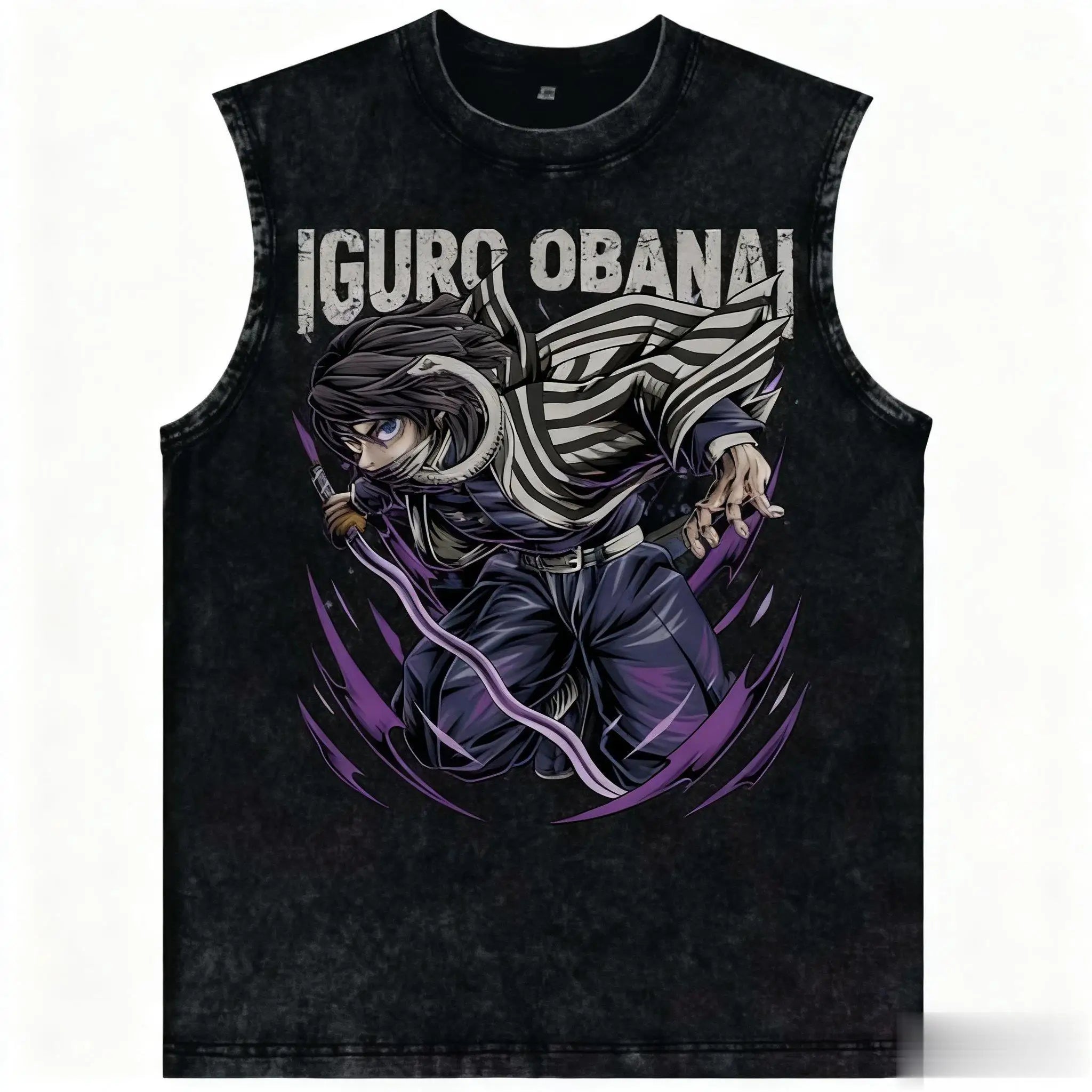 Camiseta Sin Mangas Anime Vintage – Demon Slayer Streetwear Oversize Unisex