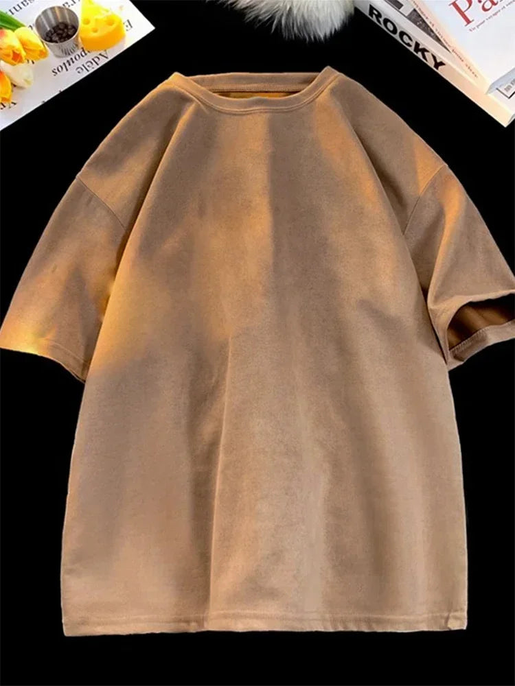 Camiseta Oversized Efecto Suede – Streetwear Premium