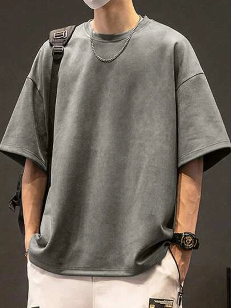 Camiseta Oversized Efecto Suede – Streetwear Premium