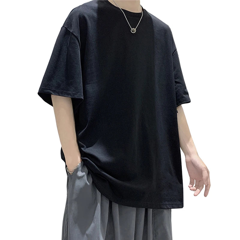 Camiseta Oversized Hombre Manga Corta – Camiseta Casual Suelta Streetwear Verano Algodón Moda Urbana