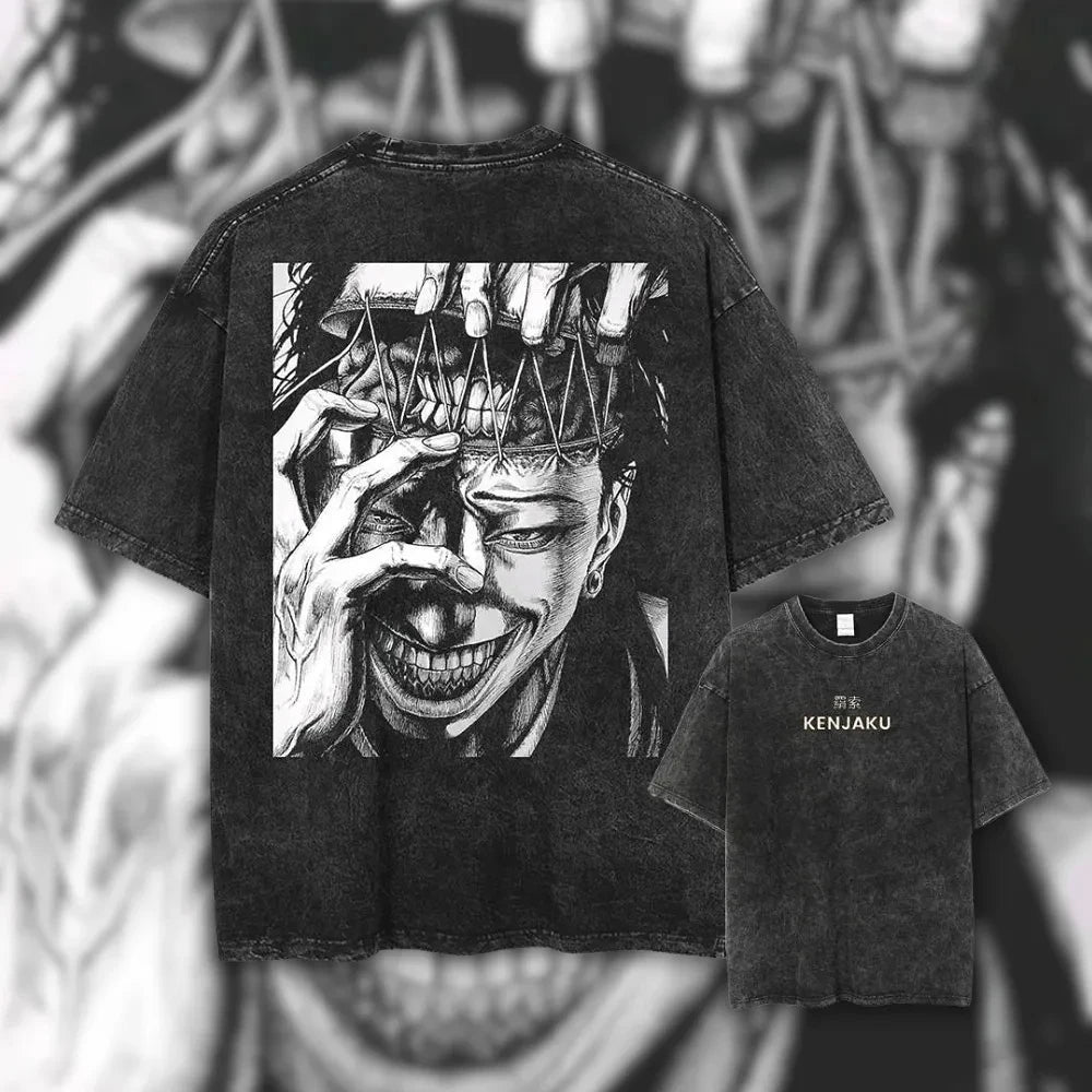 Camiseta Kenjaku Jujutsu Kaisen Vintage – Oversize Anime Streetwear Unisex